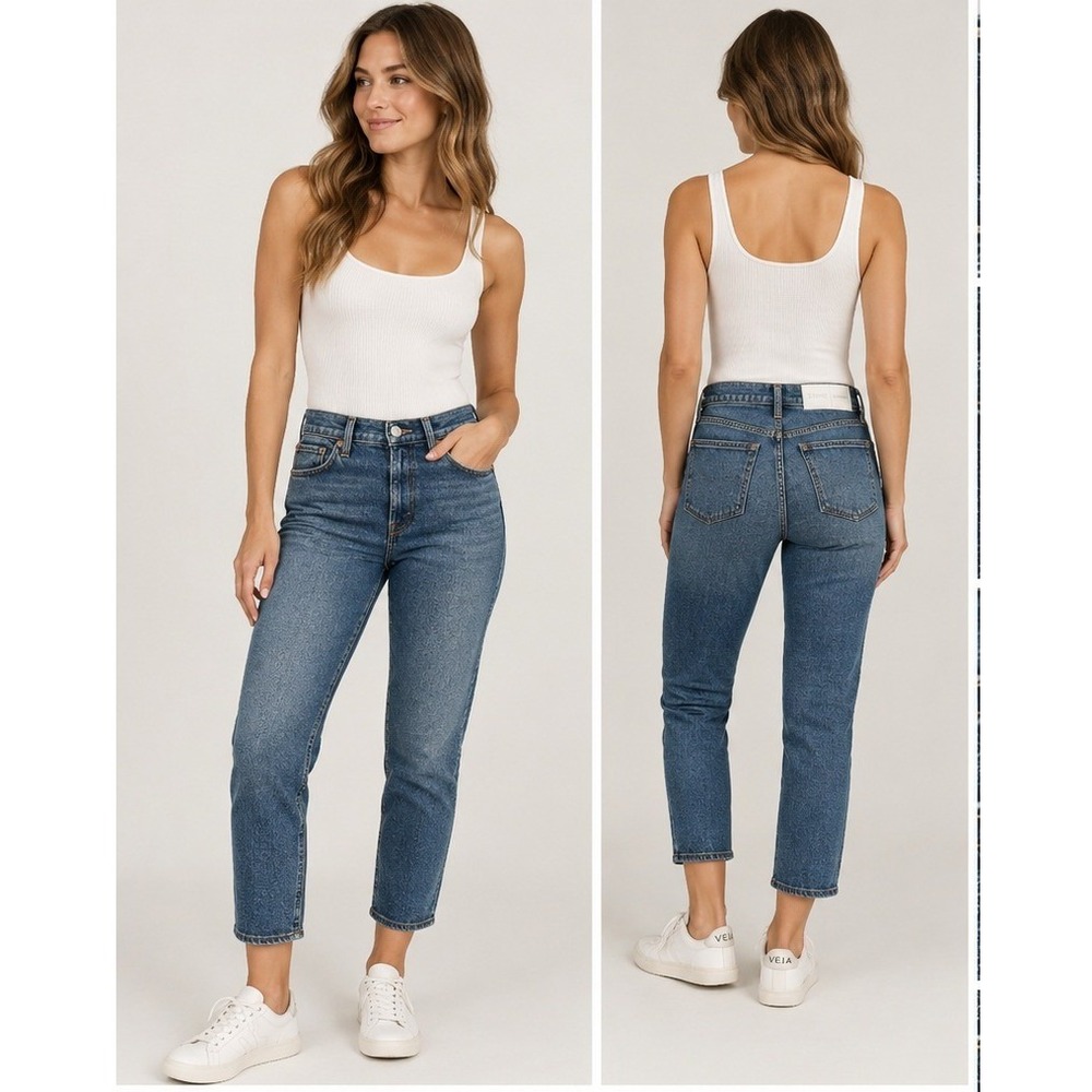RE/DONE High Rise Ankle Crop Jeans Womens 26 Vintage Aesthetic Button Fly Indigo